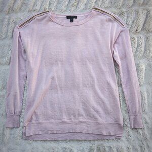 J.Crew Merino Wool Zipper Shoulder Lavender Boxy Sweater, Sz S/M